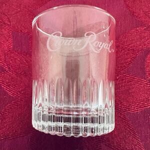 Crown Royal Whisky Ribbed Lowball Rocks Glass Embossed Est 1939 Logo bottom